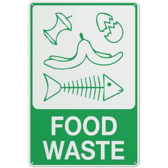 Food Waste Sign For House Door Office Business Yard,Metal Aluminum Rust Free Sign - 12"" X 8"", Pre-Drilled Holes, Weather Resistant
