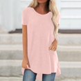 thumbnail image 2 of CHOK Hauts pour Femmes T-Shirts à Manches Courtes pour Femmes Liquidation Couleur Unie Grande Taille Tendance Été Coupe Décontractée T-Shirts Chemises Décontractées Col Rond Chemises Fluides Blouses Hauts Noir G, 2 of 5