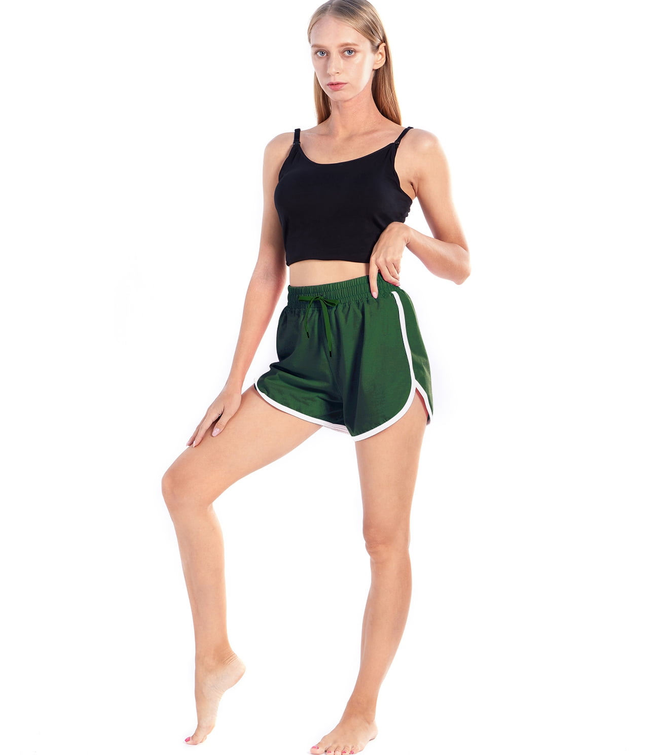 Teen Girls High Drawstring Waist Workout Sports Track Shorts