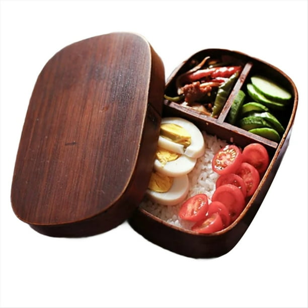 Caja Bento de Madera de Estilo Japonés, Caja Bento de una Sola Capa para Sushi, Vajilla de Madera
