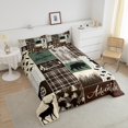 thumbnail image 3 of Rustic Patchwork Queen Bed Comforter Set, Hunting Deer Bear Bedding Retro Cabin Lodge Decor Quilt Teens Men, Woodland Country Wild Animal Down Comforter Adventure Camping Decor, Brown, 3 of 5