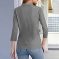 thumbnail image 4 of Women's Polo Shirts 3/4 Length Sleeve Tops Collared Button Down Golf Tee Casual Spring Summer Work T Shirts Gray S, 4 of 5