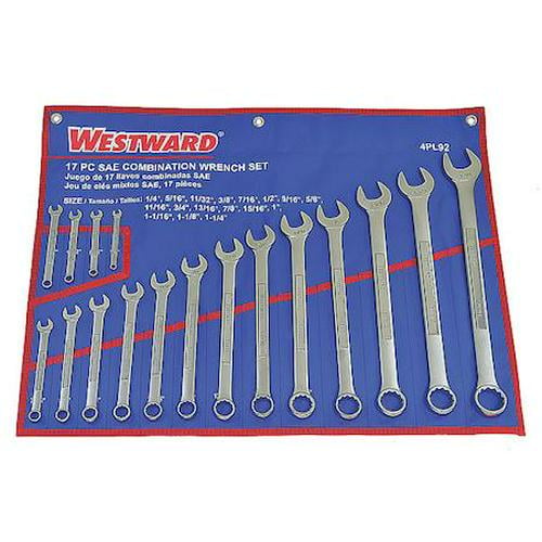 Westward Combo Wrench Set, Satin, 1/4-1-1/4 in, 17Pc