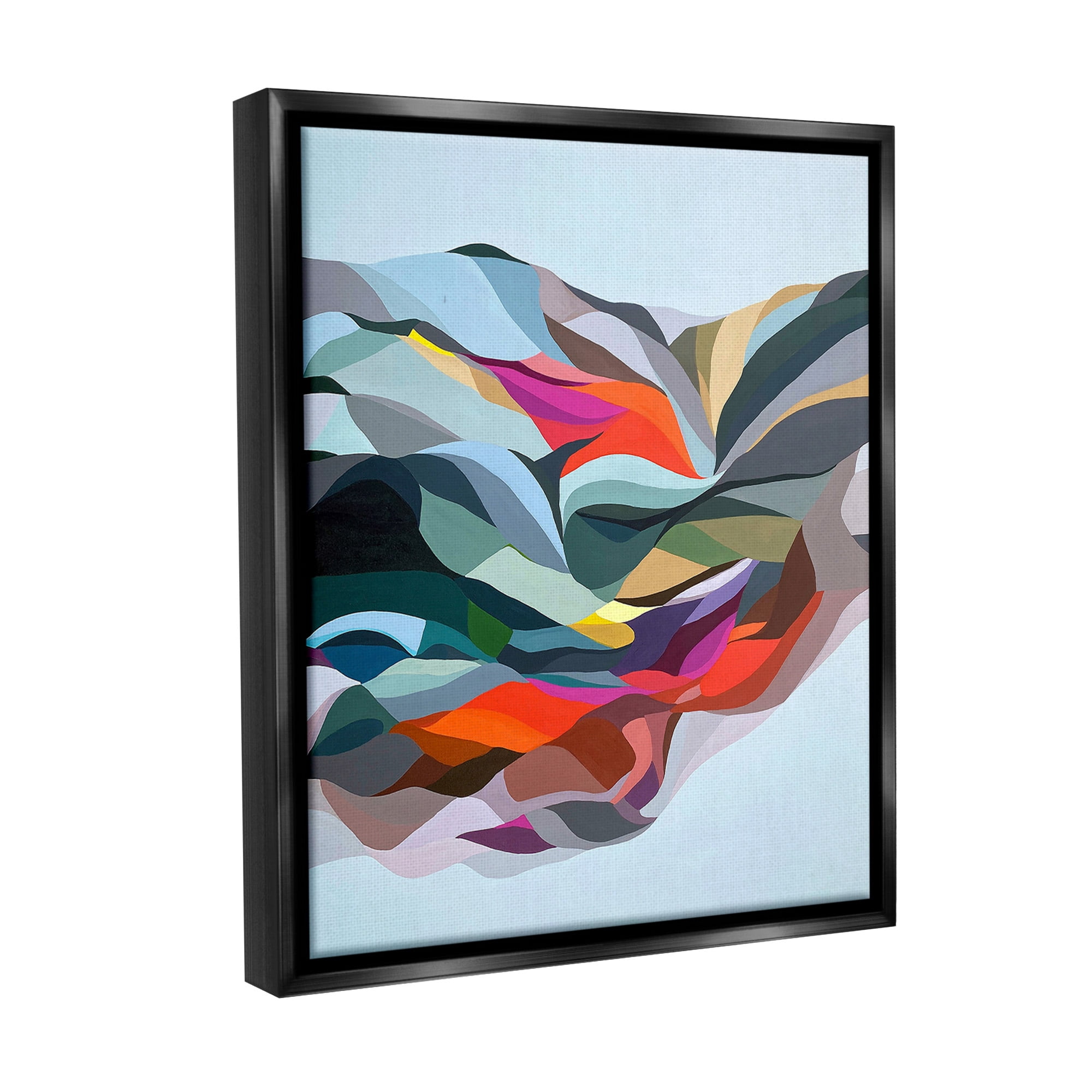 Stupell Industries Alternating Geometric Shapes Abstract Painting Black Floater Framed Canvas Art Print Wall Art, 25 x 31