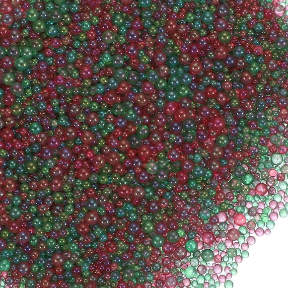 Uxcell Resin Bubble Beads, Tiny Iridescent No Hole Mini Glass Bubbles for DIY Crafting Mixed Colors (Red/Green)