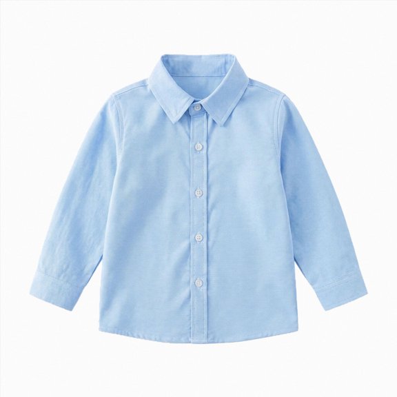 JUMEYU Button Up Shirt Boys Boys Long Sleeve Dress Shirts Kids Button Down Formal Uniform Solid Color School Dress Tops Size 11-12 (Blue,11-12 Years)