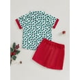 thumbnail image 5 of Suealasg Toddler Boys Christmas Outfits Christmas Tree Print Bowtie Short Sleeve Shirts Tops and Shorts 2Pcs Gentleman Clothes Set 0-4 Years, 5 of 9