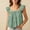 Mint Green summer women's cotton linen blouse a1, variant on Summer Women's Cotton Linen Square Neck Blouse Ruffle Flowy Casual Tops Vacation Holiday Beachwear Fashion Shirts, Mint Green M