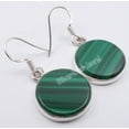 thumbnail image 2 of SilverStarJewel 925 Pure Silver Jewelry ! Fiery Green Malachite Round Flat Earrings 1.3", 2 of 3