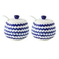 thumbnail image 1 of Blue Stripes Sugar Bowl With Lid, Kitchen Decoration Sugar Pot, Sugar Container Spice Jar-Blue 2-2 Set of, 1 of 7