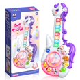 thumbnail image 1 of Guitarra infantil Ynanimery Unicorn con sonidos y luces de animales, 3-5 años, 1 of 8
