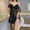 Black, variant on BLTIBY Women's Sleepwear Nightgown Sexy V Neck Solid Color Wrap Buttocks Satin Camisole Lace Dresses Fashion Comfortable Backless Short Home Pajamas 2024 Black Free Size