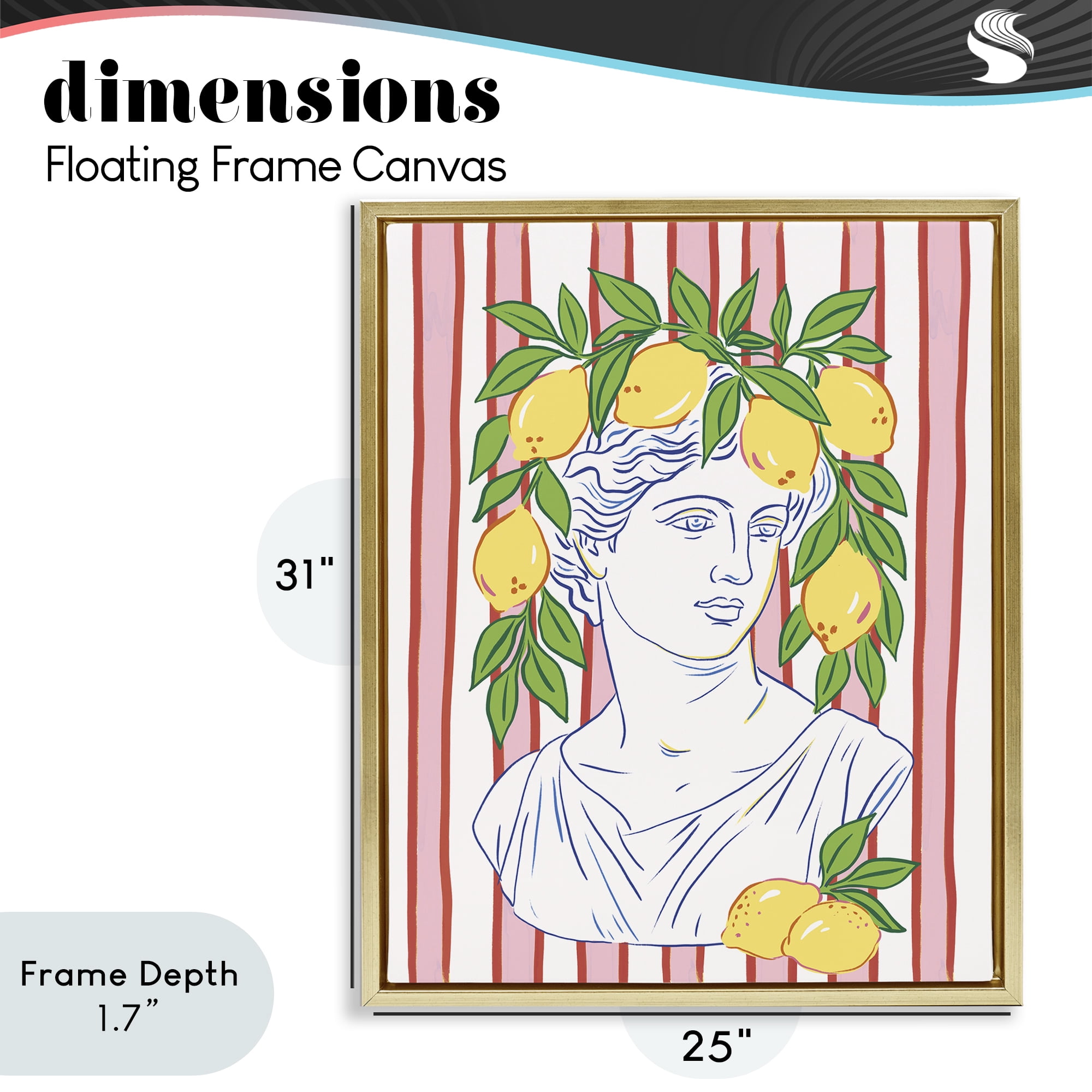 Stupell Industries La Limona Sculpture Face Gold Framed Floater Canvas Wall Art, design by Radhika Modi