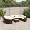 thumbnail image 1 of vidaXL 10 Piece Garden Sofa Set with Cushions Brown Poly Rattan, 1 of 5