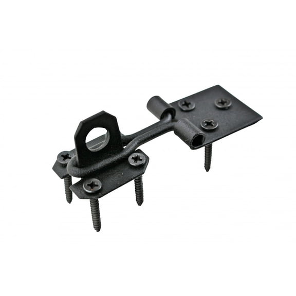 Renovators Supply Door Lock Latch 3" Black Wrought Iron Hasp Latch Garage Barn Door Lock w/Screws