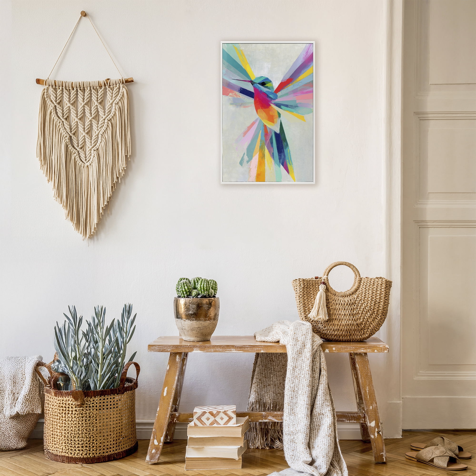 Stupell Industries Rainbow Winged Hummingbird White Framed Giclee Art, design by Chromatic Storm Studio