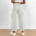 thumbnail image 3 of FRSASU Wide Leg Pants Woman with Pockets High Waist Pant Adjustable Knot Loose Trousers Business Casual Work Pants White, 3 of 7