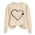 thumbnail image 2 of Jacenvly Valentine'S Day Present Long Sleeve Shirts Heart Pattern Crewneck Loose Fashion Fashion Women Round Neck T-Shirt Printing Sweatshirt Blouse Tops Beige, 2 of 4