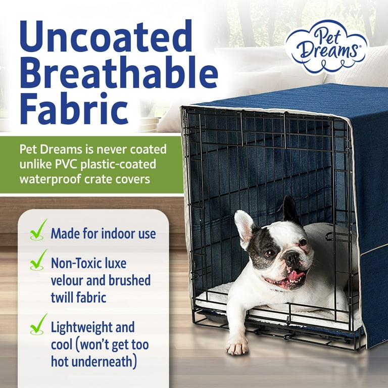 Pet Dreams Breathable Crate Cover - Double Door Dog Crate Covers/Kennel  Covers, Metal Dog Crate Accessories, Machine Washable Kennel Cover (Khaki  Tan