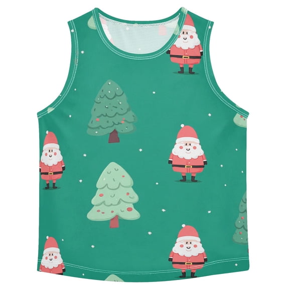 Cartoon Santa Claus in Christmas Trees Forest Vest Undershirt Tank Top Sleeveless Quick Dry 3T