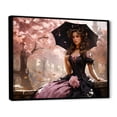 thumbnail image 2 of Designart "Victorian Woman with Umbrella in Pink and Black IV" Fashion Framed Wall Art - Glam Pink Woman Victorian Entryway Framed Wall Art, 2 of 6