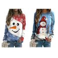 thumbnail image 4 of Hauts pour Femmes Automne Noël Snowman Imprimé Style Ample Col Rond T-shirt à Manches Longues Chandail Décontracté, 4 of 8