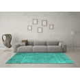 thumbnail image 3 of Ahgly Company Machine Washable Indoor Square Persian Turquoise Blue Traditional Area Rugs, 3' Square, 3 of 4