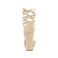 thumbnail image 4 of BLISSFUL STEP Women's Clear Strap Platform Lace up Block Heel Sandals Beige 7, 4 of 8