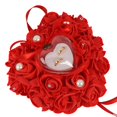 thumbnail image 1 of Wedding Ring Pillow, 7.9 Inch Foam Roses Heart Shaped Hanging Wedding Ring Pillow Box With Ribbon, Pearls And Rhinestones Ring Pillow Ring Cushion For, 1 of 1