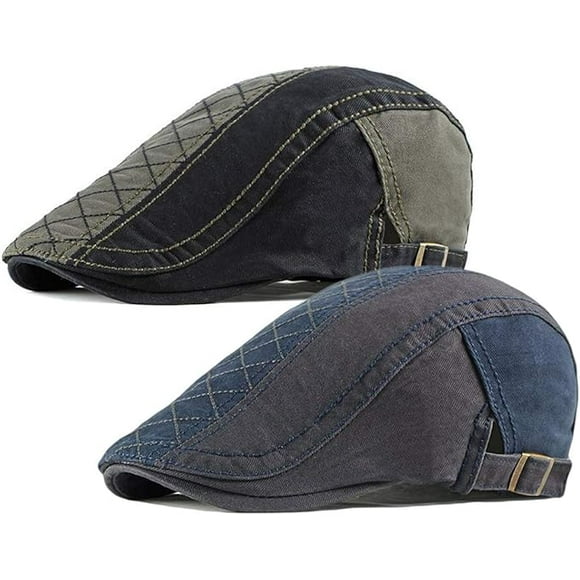 2 Pack Men's Cotton Flat Cap Ivy Gatsby Newsboy Hat,green