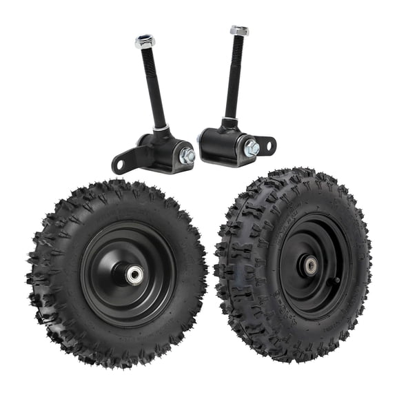 2pcs 4.10-6 Tires and Wheels Rims and 12mm Steering Spindles Knuckles 6" Go Kart Wheel 4.10x6 Tubeless Tire for ATV Quad Mini Bike Scooter Lawn Mower 4 Wheelers Drift Trike Snow Blower Wheelbarrow
