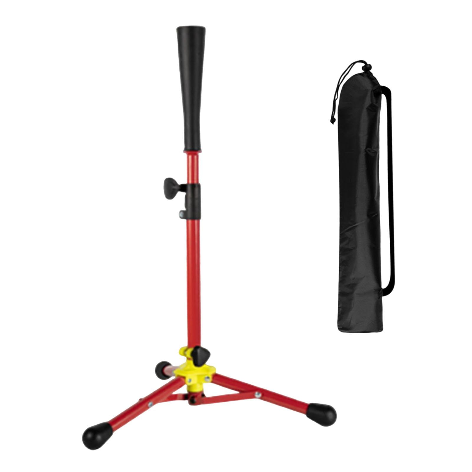 funtasica Baseball Batting Tee Adjustable Tripod Stand Adult Softball Training Tee Portable Foldable Iron Silicone Rubber Base Suitable for Coaches Indoor Outdo Red