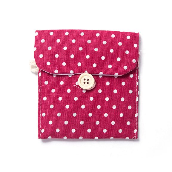 Soporte de tampón para monedas de lino para mujer, almohadilla sanitaria cosmética, organizador de gran capacidad, bolsa de almacenamiento, Almacenamiento y organización del hogar Vino rojo Toystoory  HA077316-03