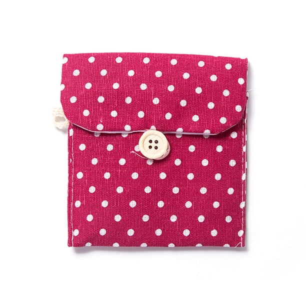 Soporte de tampón para monedas de lino para mujer, almohadilla sanitaria cosmética, organizador de gran capacidad, bolsa de almacenamiento, Almacenamiento y organización del hogar Vino rojo Toystoory HA077316-03