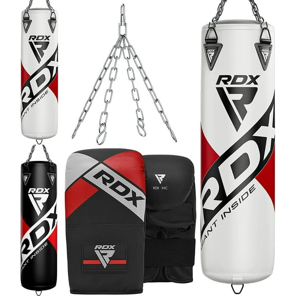RDX Punch Bag for Boxing, 4ft 5ft unFilled Heavy Bag Anti Swing Set, White