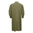 thumbnail image 4 of Thobe for Men Kaftan for Men Kurta Set for Men Caftan Mens Kaftan Mens Kaftan Robe Button Down Long Sleeve Cotton Linen Thobe Casual Muslim Gown Henley Shirt, Army Green-L, 4 of 9
