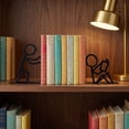 thumbnail image 4 of Unique Bargains 2Pcs Decorative Metal Minimalist Humanoid Book Ends Black 3.1*2.5*7.7inch, 4 of 5