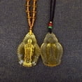 thumbnail image 4 of Citrine Buddha Necklace,Glazed Amulet Tara Buddha Hand-Carved Guanyin Jade Crystal Amulet Necklace(Chain 65cm), 4 of 4
