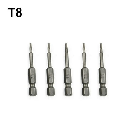 

BAMILL 5PCS 50mm 1/4inch Hex Shank Five-point Magnetic Torx Screwdriver Bits T8-T40