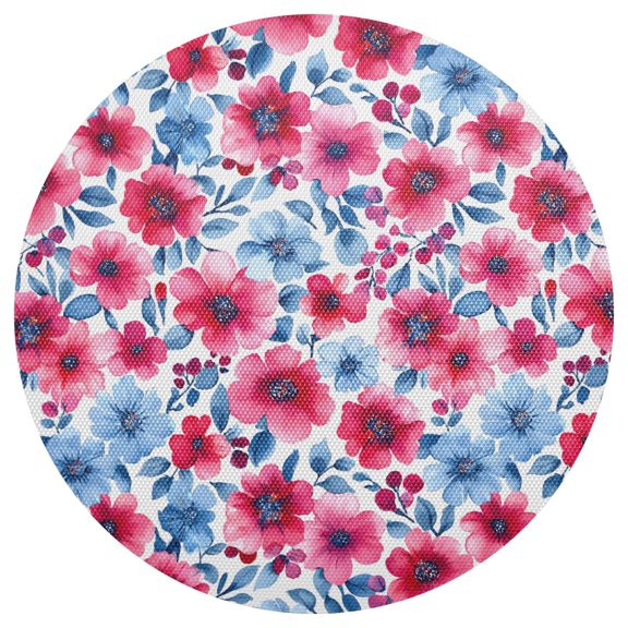 Watercolor Floral Round Placemats Set of 6 Woven Non-Slip Washable Heat Resistant Table Mats 15.4 Inch for Kitchen Dining Decor