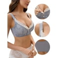 thumbnail image 3 of Unique Bargains Front Closure Full Coverage Wirefree Bras XXL Light Grey, 3 of 6