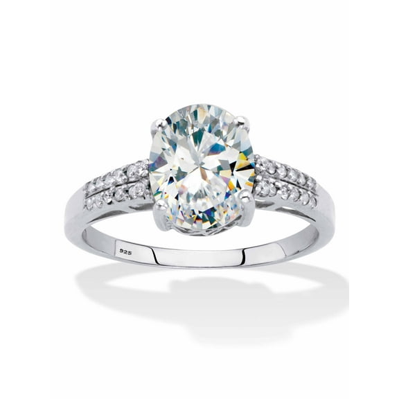 PalmBeach Jewelry Oval Cut Cubic Zirconia Engagement Ring 2.64 TCW Two Tone 18k Gol-Plated or Platinum-Plated Sterling Silver