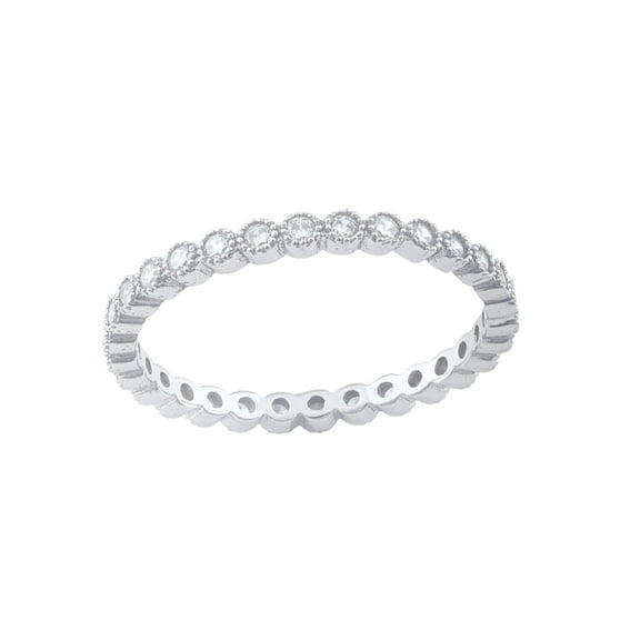 SilverCloseOut Stackable Eternity Band, 925 Sterling Silver Cz, Size 4
