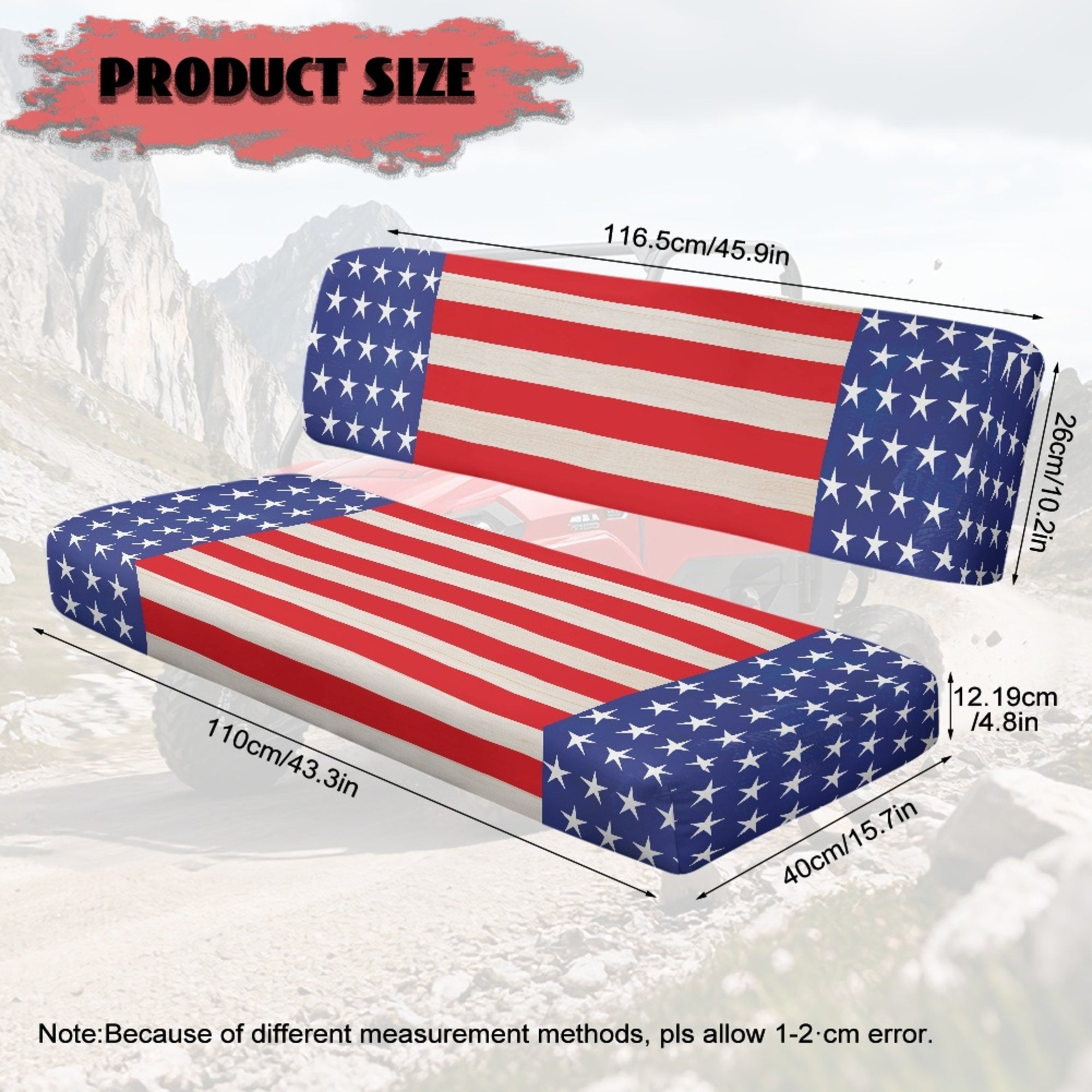 ZIATUBLES UTV Seat Covers 2 Pack, American Flag Print Waterproof Front Bench Seat Protectors Compatible with Kawasaki Mule 3000 4000, Fade Wear Resistant UTV Decor Accessory Part