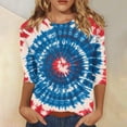 thumbnail image 2 of MEICHEN 4th of July Women's Three Quarter Sleeve Shirt USA Patriotic Flag Graphic Print Top Summer 250th Anniversary Tops, 2 of 7