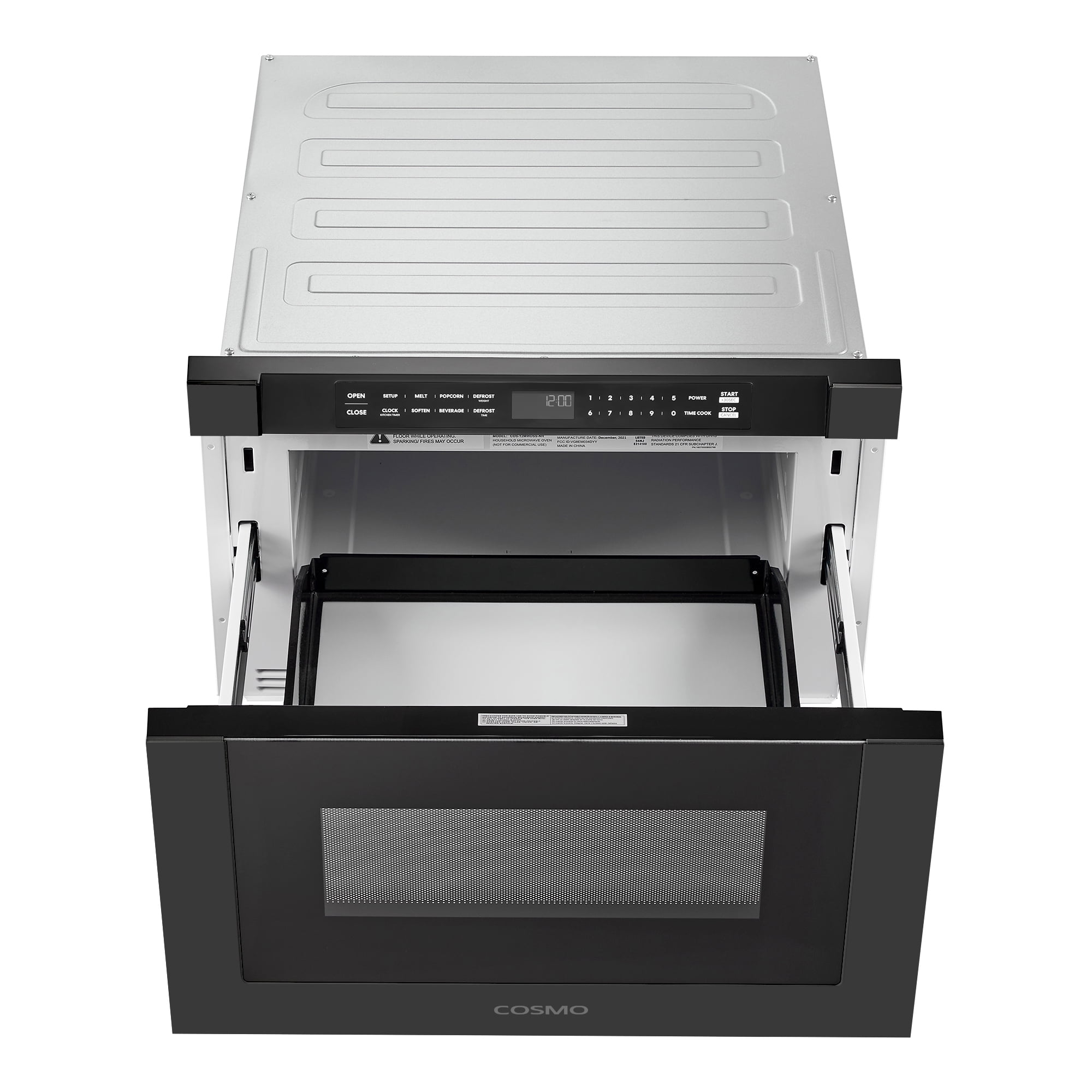 Cosmo 24 in. Haven Collection 1.2 cu. ft. Built-in Microwave Drawer, 1000W, Touch Controls, Defrosting Rack in Matte Black
