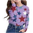 thumbnail image 2 of XQYLOS Kids Printed Sweatshirt Crewneck Loose Fit Star Graphic Pullover Cute Casual Girls Shirts Tops for 3-14 Years Trendy, 2 of 6