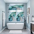 thumbnail image 4 of Marble Texture Kitchen Curtains Valances and Tiers Set of 3 Teal Gold Abstract Curves Impressionist Tier Curtains and Valance with Rod Pocket for Small Windows, 27.5"x36", 4 of 9
