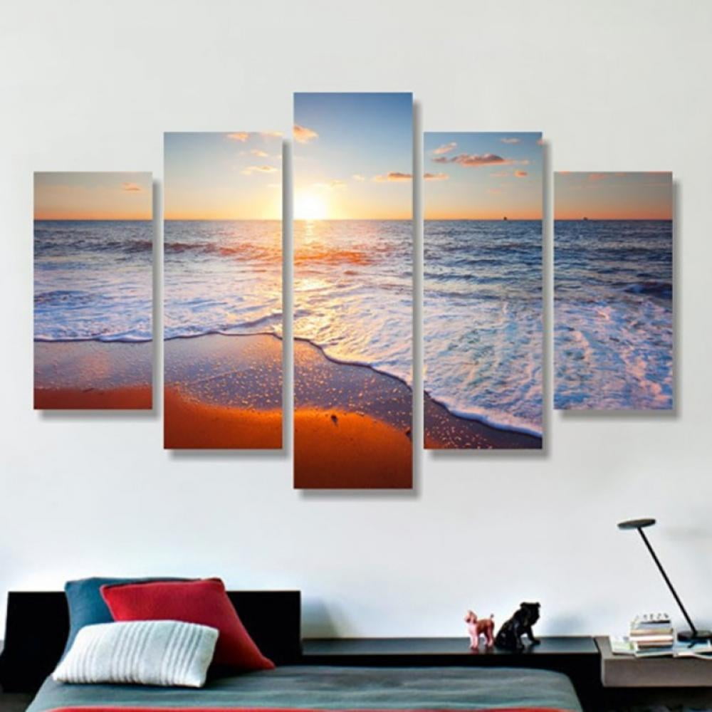 Framed Sunset Beach Sea Modern Canvas Art Painting Print Wall Picture Home 