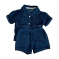 thumbnail image 2 of Stylish Denim Baby Boys Sets Short Sleeve Button Down Shirts Elastic Waist Shorts Two Piece Outfits For Infant Toddler Boys Summer,BU2,120, 2 of 7
